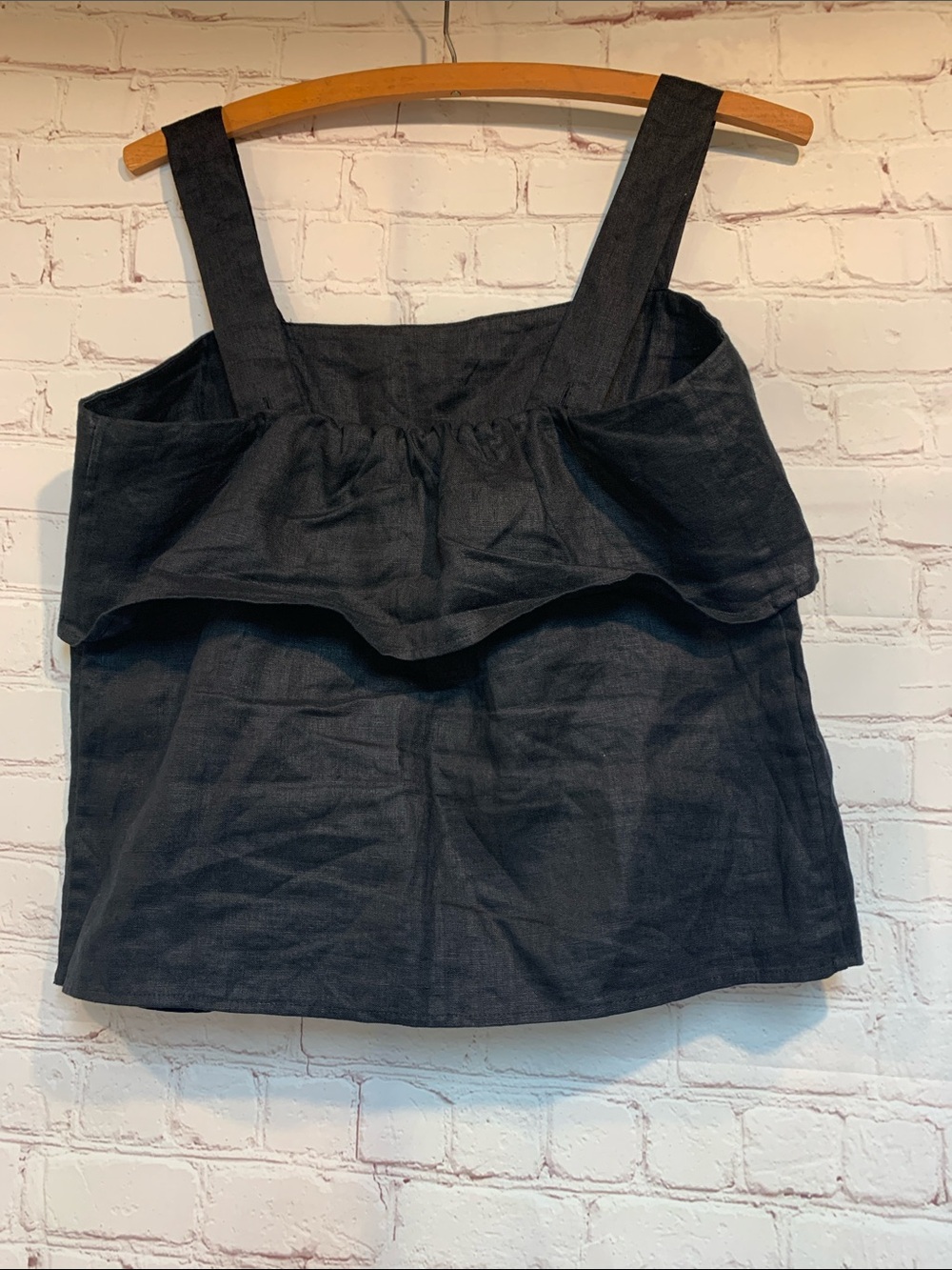 Quince European Linen Black Square Neck Crop Top Size XS - Picture 5 of 5